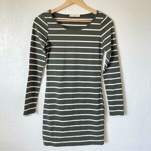 NWOT Heart Hips Olive Green Striped Long Sleeve Bodycon Dress